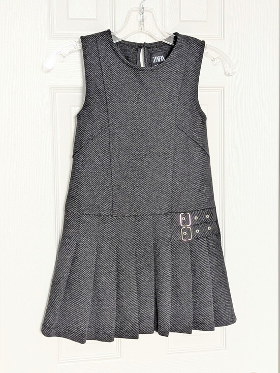 Zara Other - ZARA Girls (Size 8) Jumper/Pinafore/Tunic Dress w/Pleated Skirt & Buckle Accents